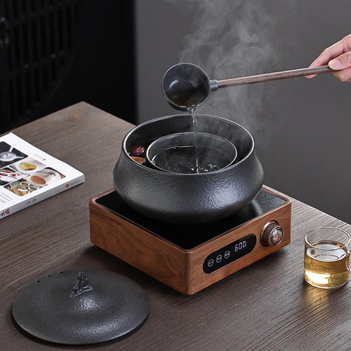 2养23新款煮茶壶黑晶炉煮茶器陶瓷可明火炭火烧水壶壶生0蒸煮茶壶