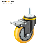 3寸万向轮轮子静音耐磨4寸 5寸万向带刹车M12丝杆螺杆脚轮聚氨酯