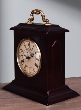 复古风怀旧座钟家居桌面个性立钟摆件古典N做旧欧式金属装饰时钟