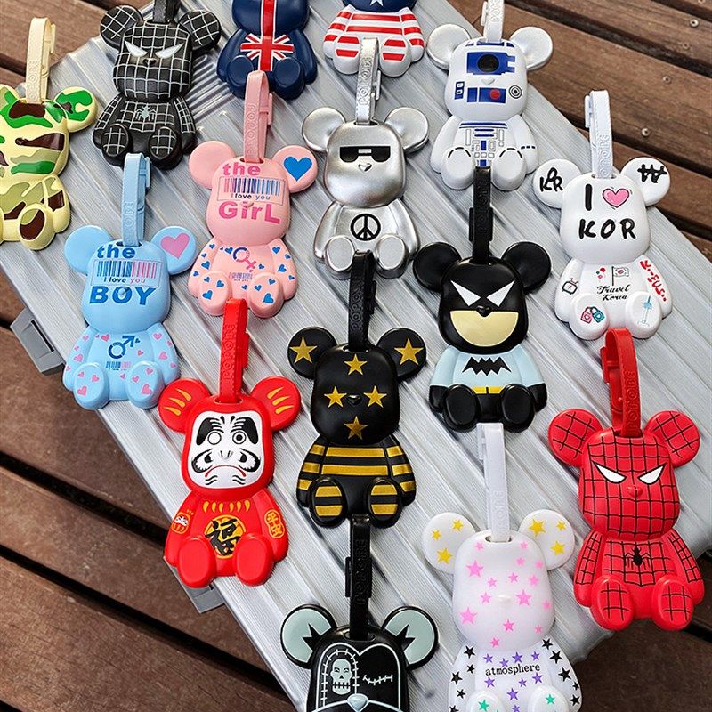 可爱草莓熊行李牌暴力熊旅行箱登机牌定制吊牌行李箱绑带防丢挂件