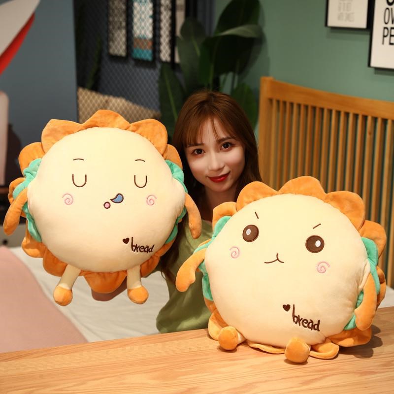 吐司太阳花抱枕被子珊瑚毯子两用靠枕办公室N午睡枕头可拆洗车载