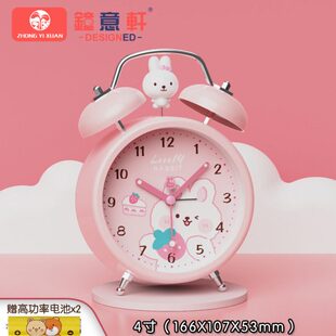 钟意轩儿童卡通小闹钟学生用耐摔静音电池款男孩女孩可爱强力叫醒