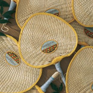 杂啊 汽水幻想夏季创意手工编织扇子便携包边棕叶手摇老式大蒲扇