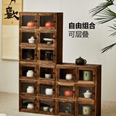 实木多宝阁博古架茶室茶具收纳柜茶杯茶壶置物架紫砂壶陈列架整装