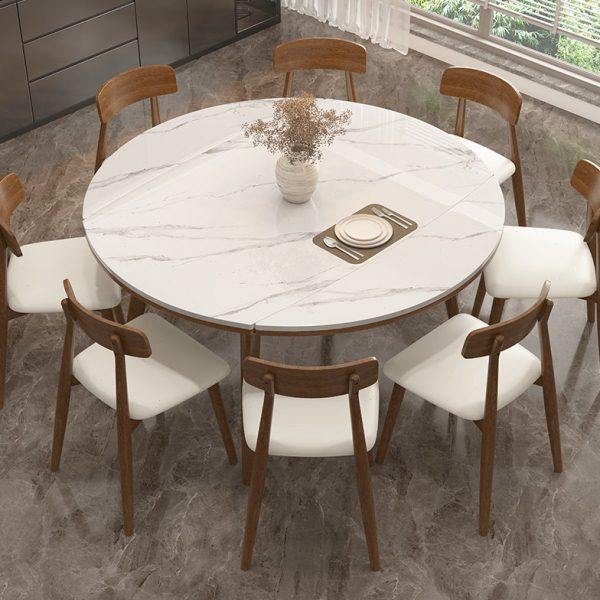 意式可伸缩实木岩板餐桌小户型家用可变圆桌现代简约轻奢方圆两用,住宅家具,岩板餐桌,淘宝优惠券,粉丝福利购,淘宝优惠卷