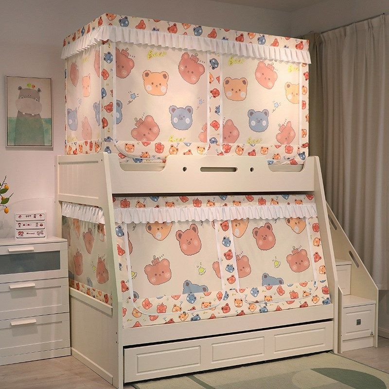 子母床蚊帐床帘遮光上下铺梯形家用高低床少儿双层床学生上下铺