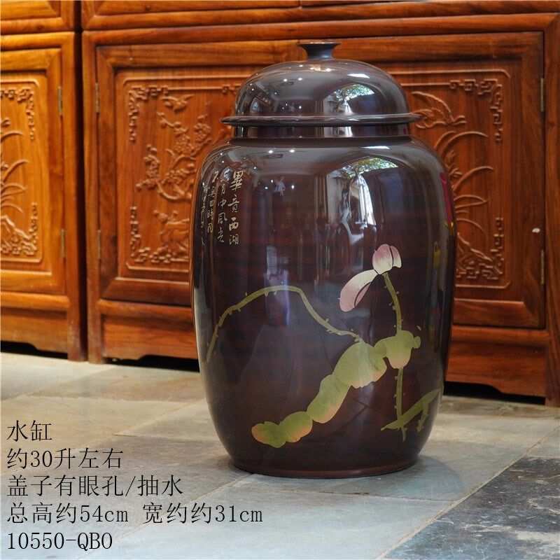 建水紫陶茶叶罐茶缸24饼装聚香隔潮普洱茶储茶罐大号中式陶瓷水缸