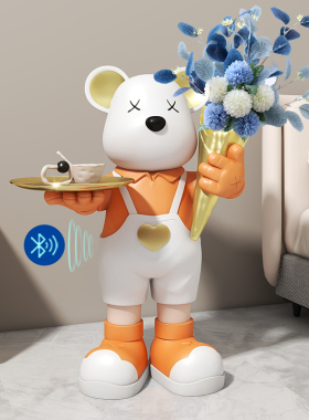暴力熊客厅摆件玄关落地花瓶轻装饰品奢高级感沙发旁乔迁新居礼品