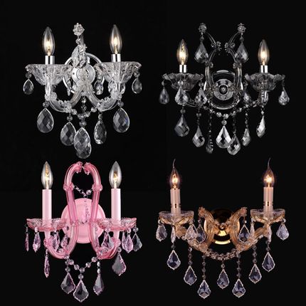 水晶壁灯欧式奢华创意双头客厅背景墙灯单头led床头灯过道走廊灯