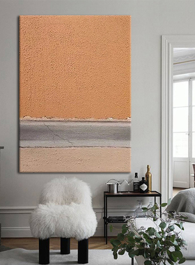 纯手绘抽象艺术橙色油画客厅玄关沙发餐厅大芬村竖版肌理装饰挂画