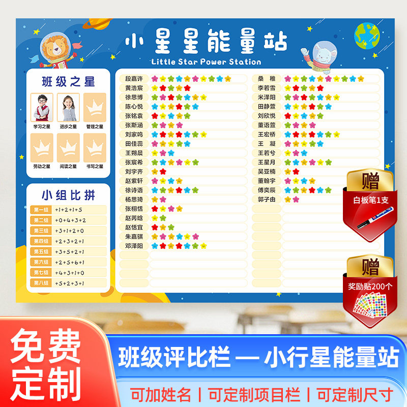 班级评比栏墙贴小学生你追我赶积分表定制光荣榜奖励贴纸教室装饰