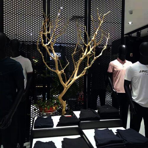 干树枝造景原木干枝装饰酒店枯枝设计真树枝墙面装饰吊灯树枝装饰