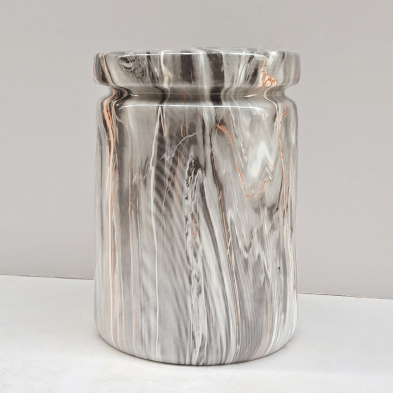 瓷墩子新中式陶瓷鼓凳 大理石纹换鞋凳 玉石绣墩阳台搁脚凳陶艺凳