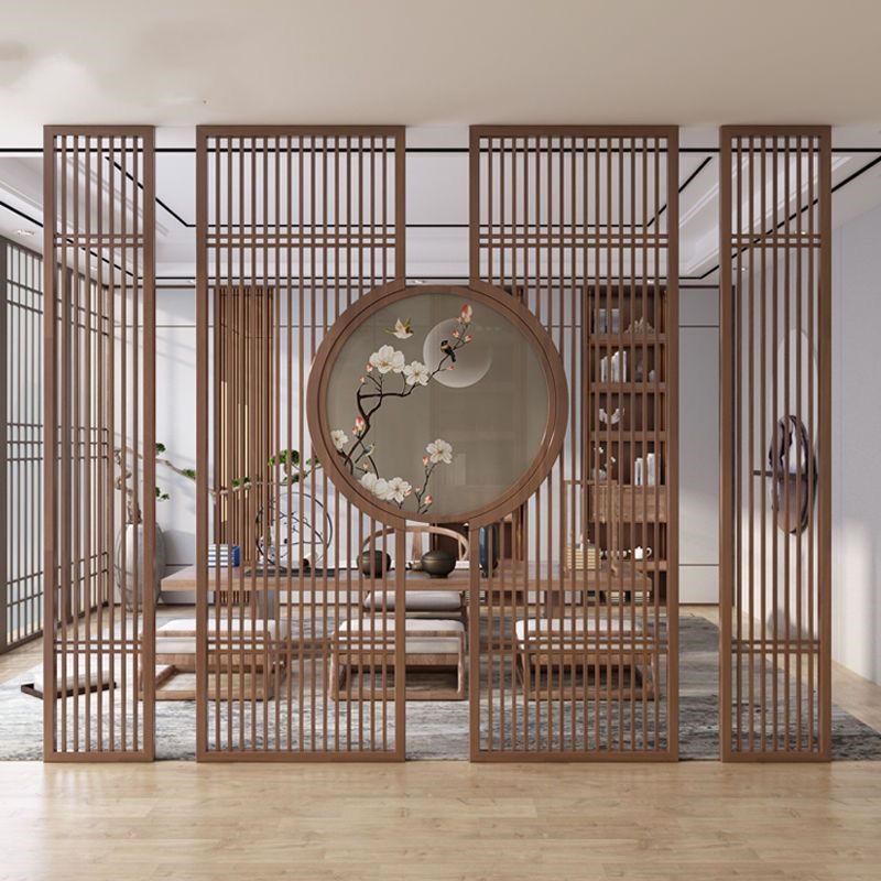 新中式实木屏i风纱画隔断客厅遮挡玄关走廊背景定制中式屏