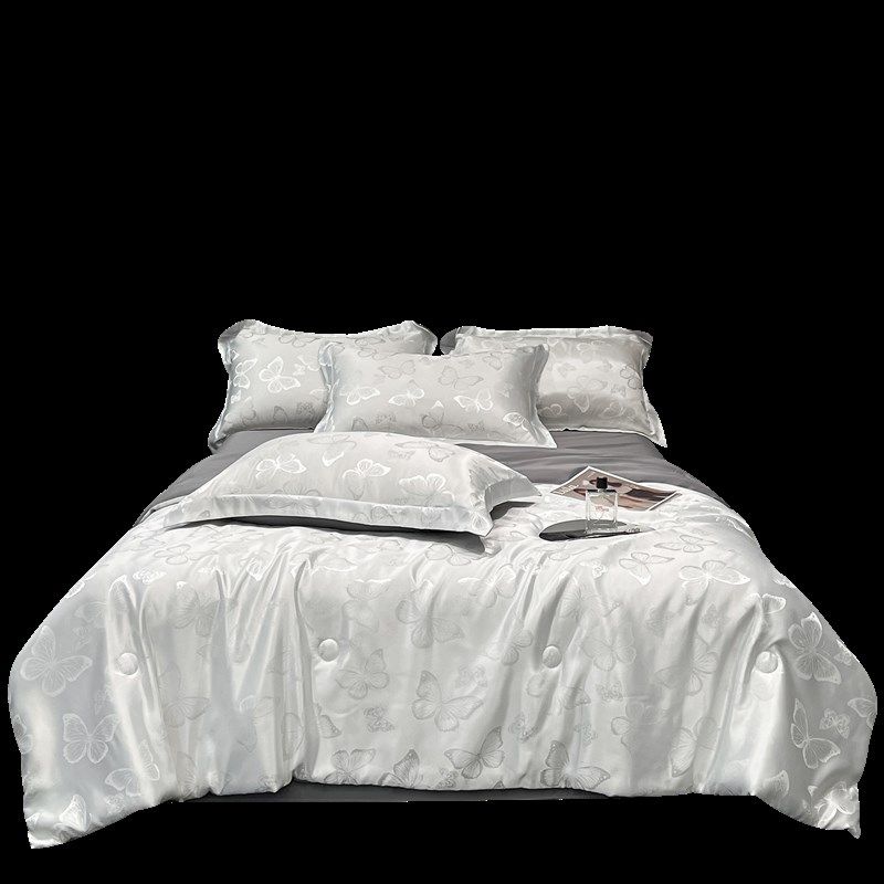 夏天冰丝夏凉被四件套夏季丝滑裸睡空调被单人薄被子可机水洗夏被