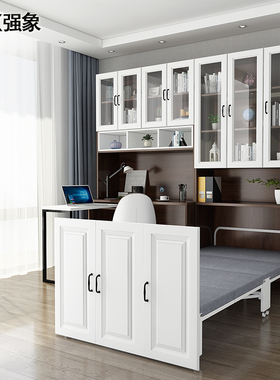 隐形床书柜一体拉j伸伸缩折叠床书桌书架组合翻床小户型多功能CH2