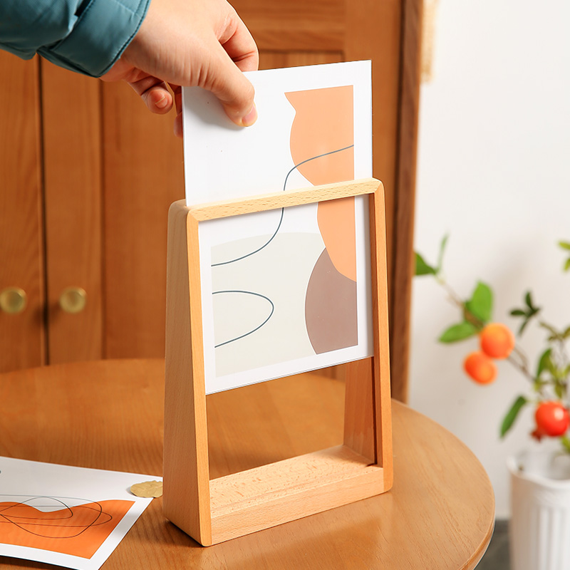 简约亚克力实木相框摆台创意梯形6寸7海报框架桌摆小水彩画框装裱