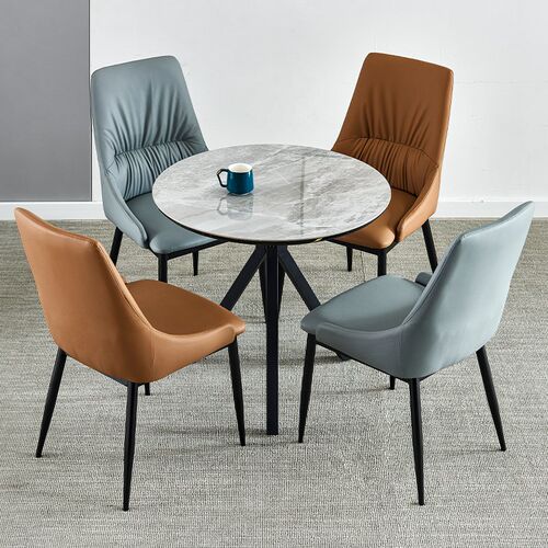 岩板圆桌餐桌办公休闲会客接待洽谈桌椅组合阳台桌子郁金香小圆桌