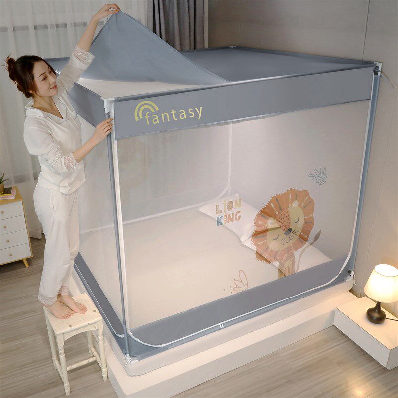 床围栏婴儿防护栏床上蚊帐二合一体防止回字底男童防摔全包可定制,床上用品,蚊帐,淘宝优惠券,粉丝福利购,淘宝优惠卷