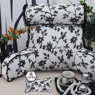 法式 牀头靠枕圆柱颈枕护腰靠垫牀上沙发飘窗软包孕妇老人大靠背垫