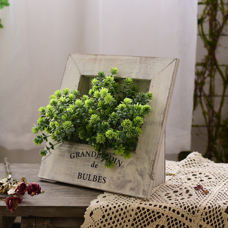 简约复古实木花器复古做旧相框绿植盆栽吊兰创意花盆X家居装饰摆