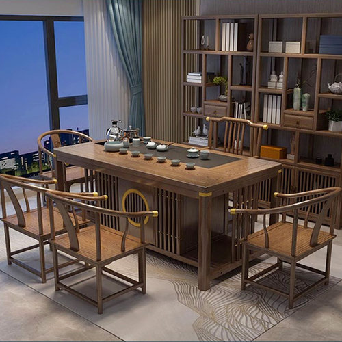 新中式茶桌椅组合实木功夫茶几茶具套装简约现代家用办公一体茶台