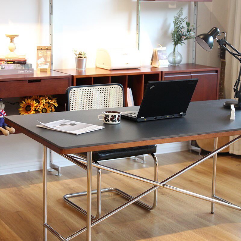 号角屋 伯尔尼岩板餐桌实木复古桌子家用小户型长方形饭桌