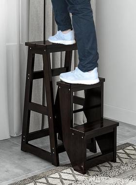 7L8K家用实木梯子凳两用凳子多功能楼梯椅子折叠登高凳简易二步踏