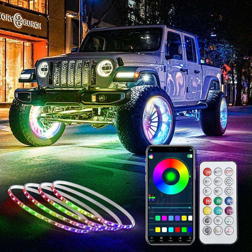 汽车LED车轮灯改装越野轮毂灯流光氛围灯七彩气氛灯七彩流光,金属材料及制品,金属加工件/五金加工件,淘宝优惠券,粉丝福利购,淘宝优惠卷