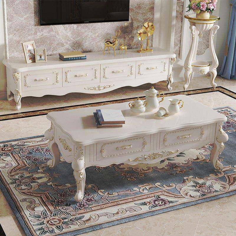 欧式茶几岩板轻奢卧室客厅小户型实木现代简约简欧电视柜组合套装