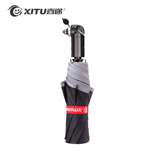 汽车安全雨伞男双人折叠全自动伞破窗锤逃生汽车安全创意雨伞女三