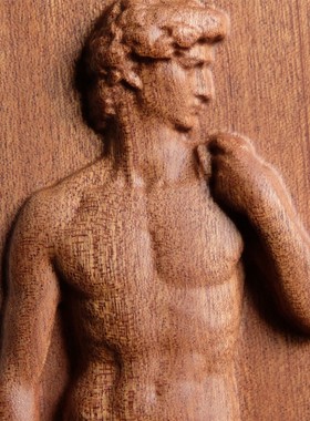 猜不到大卫黄铜拨杆复古开关面板 客厅文艺实木T浮雕摆件欧式人物