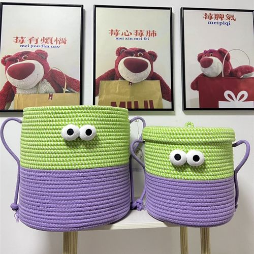 收纳盒零食筐卡通小怪兽收纳筐客厅办公室桌面杂物整理玩具收纳篮