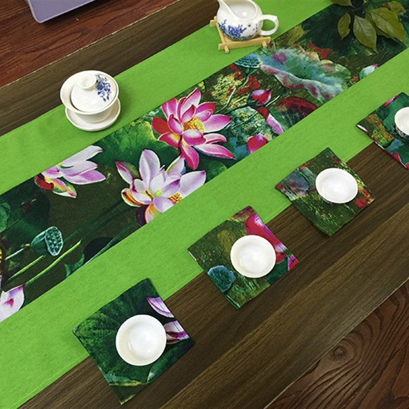 中式新古典民族布艺亚o麻蓝色印花桌旗 茶几餐桌布艺软饰台布 床,居家布艺,桌旗,淘宝优惠券,粉丝福利购,淘宝优惠卷