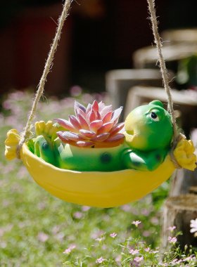 创意动物秋千仿真摆件花园景观庭院阳台窗台装饰挂件吊件户外布置