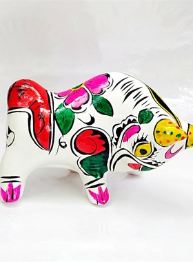 陕西凤翔泥塑秦雍工艺纯手工十二生肖彩绘泥塑牛Y出国商务礼品