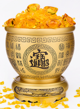 纯黄铜米缸聚财招财进宝百福缸聚宝盆客厅摆件家居小铜盆十二生肖