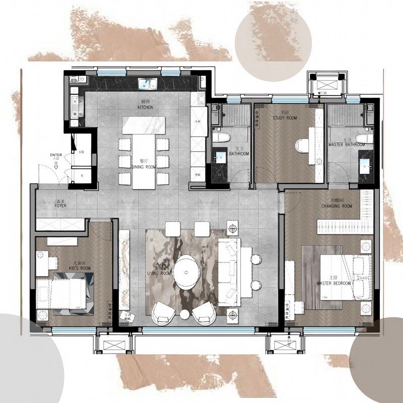 在线户型分析家居布局买房子选房屋办公室住宅装修缺角风景山水件