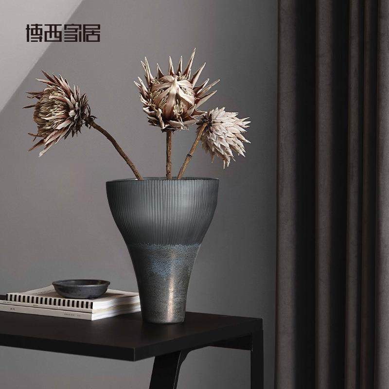 博西家居玻璃花瓶黑灰喇叭款客厅餐厅简约现代桌面装饰摆件,清洗/食品/商业设备,风口/风叶/风机配件,淘宝优惠券,粉丝福利购,淘宝优惠卷