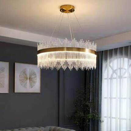 水晶吊灯后客厅灯圆形大气吊灯餐厅灯led卧室简约轻奢入会券包邮