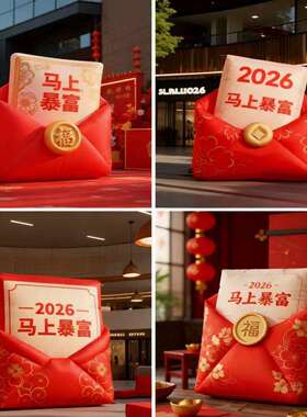 2026新年马年红包气模充气祝福红色商场门店喜庆造型公园户外装饰