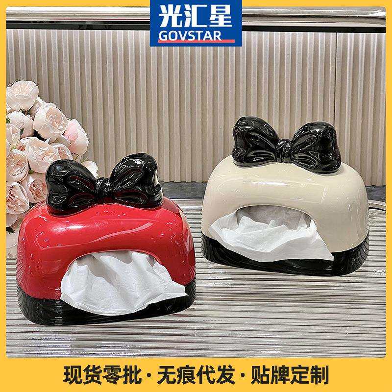 奶油风创意撞色抽纸盒客厅茶几纸巾盒餐巾纸盒陶瓷抽纸洗面巾盒子