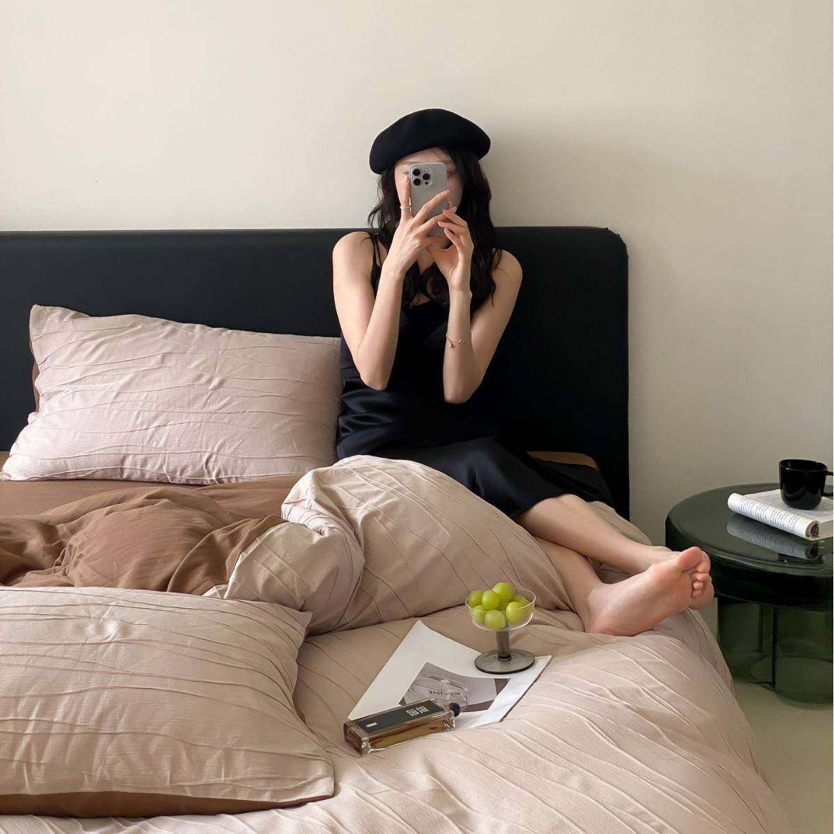 简约北欧风全棉提花四件套纯色水洗棉老钱风纯棉被套床单床上用品,金属材料及制品,金属加工件/五金加工件,淘宝优惠券,粉丝福利购,淘宝优惠卷