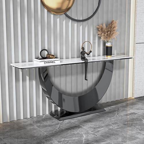 简约轻奢玄关柜设计师入户端景台现代高端走廊条案意式岩板玄关桌