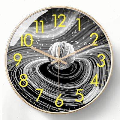宇宙钟表科技感挂钟电波钟自动对时静音时钟挂墙挂表客厅轻奢简约