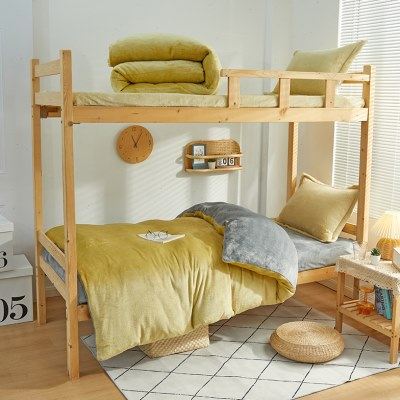 大学生宿舍床上三件套床上用品冬季牛奶绒珊瑚绒床褥被子一整套六