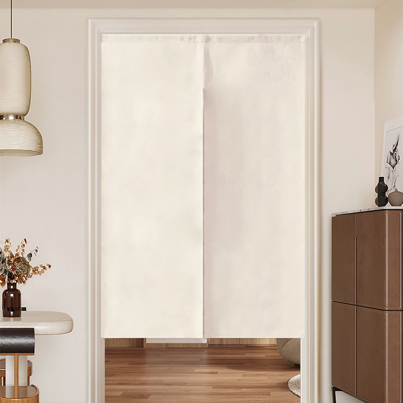 纯色门帘隔断帘定制日式挂帘免打孔卧室房间O半短帘厨房布艺遮挡