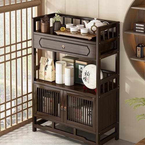 博古架实木新中式茶叶架置物架茶柜茶室摆件展示柜茶具茶杯收纳架