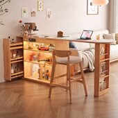 小木屋现代简约日式 岩板吧台隔断一体伸缩可移动餐桌小户型储物桌