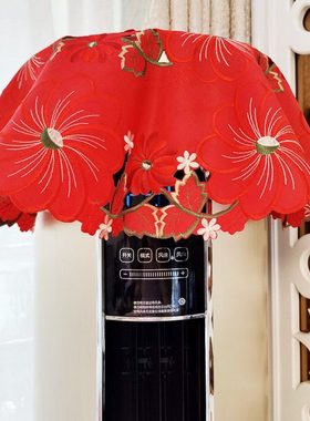 红色圆柱形客厅立式空调盖布艺刺绣喜庆柜机空调罩柜式结婚防尘罩